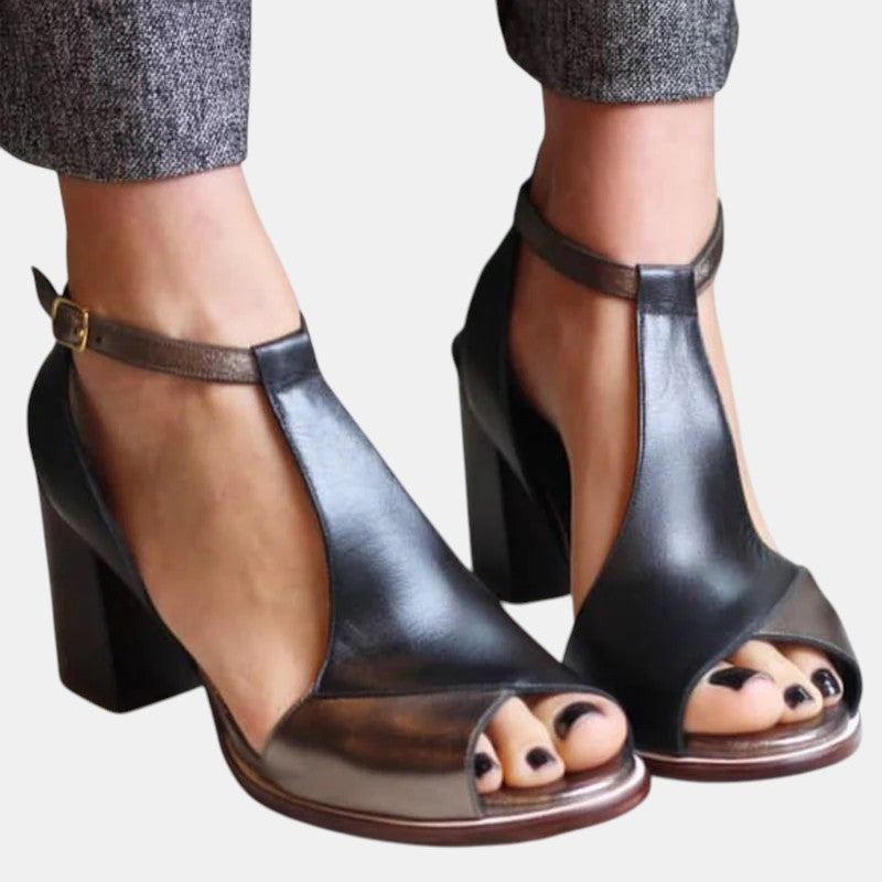 Ulrikaa | Blockklackar med Patchworkdetaljer och Peep Toe