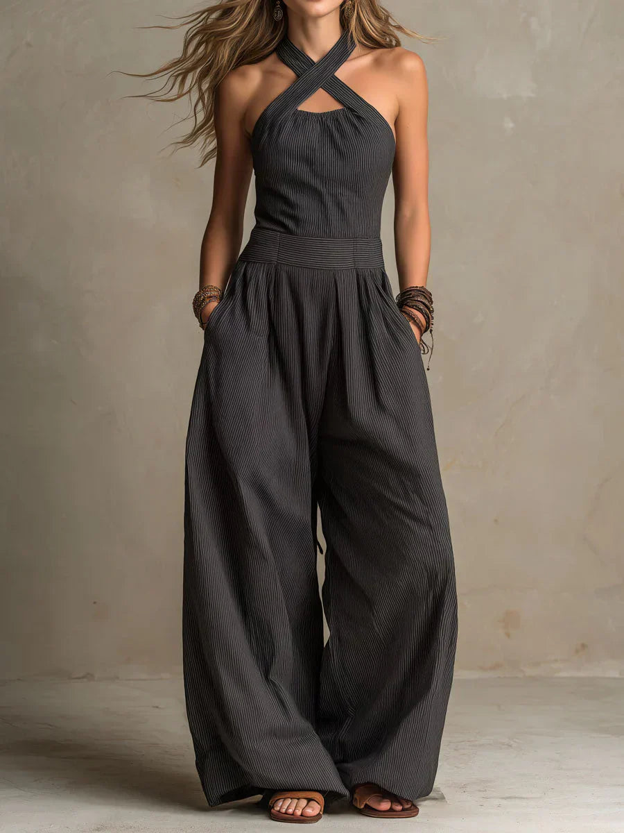 ARIADNA – Elegant Jumpsuit med Korsad Urringning