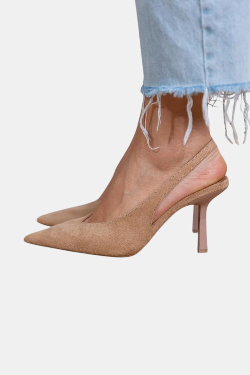 Helenaa | Klassiska Slingback-pumps i Mocka med Stilettklack